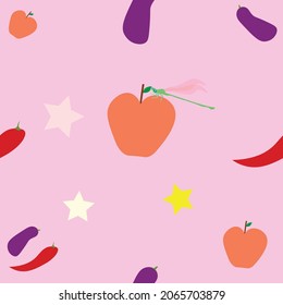 Seamless I like fruit Patterns of Fruit colorful
