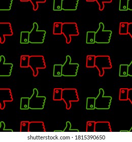 Seamless Like icons pattern. Thumb up sign background. Modern stylish texture