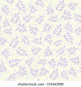 Seamless lilac hand drawn pattern with leaves