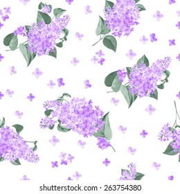 Seamless lilac pattern for fabric samples. Vector illustration.