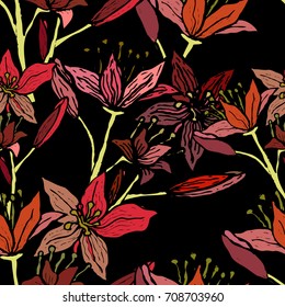 Seamless lily background. Vector