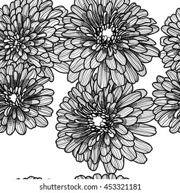 
Seamless lily . Drawing by hand in the style of vintage