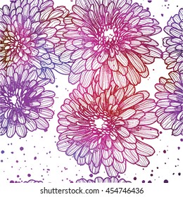 Seamless lily . Drawing by hand in the style of vintage