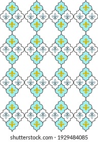 El fondo de la lirio de Lis es impecable. Patrón azul turquesa con símbolo heráldico fleur-de-lis. Patrón abstracto moderno. Ilustración del vector