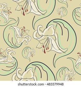 Seamless Lily flower ornament.