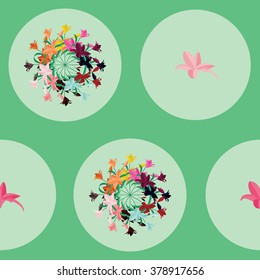  Seamless lily flowers pattern. Wreath of lily flowers pattern. 
