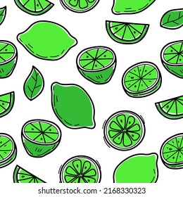 Seamless lime doodle pattern with a colorful design suitable for background