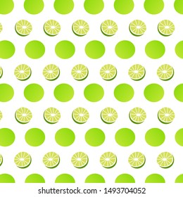 Seamless lime fresh fruit realistic pattern colorful on white background