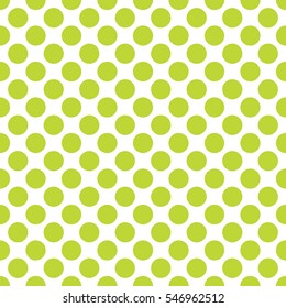 Seamless lime green polka dots pattern texture background