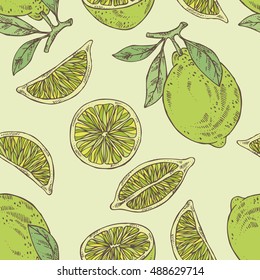 Seamless with lime . hand drawn