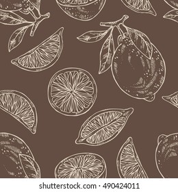 Seamless with lime . hand drawn