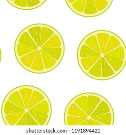 Seamless lime or lemon vector pattern. Minimalistic food background. Vitamins repeatable texture.