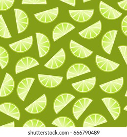 Seamless lime pattern. Vector background with fruit lime