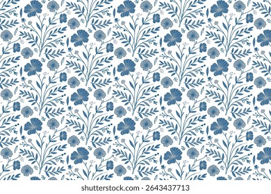 seamless line art flower and leaf pattern with organic flow for kitchen wear home textile and elegant wrapping paper design

