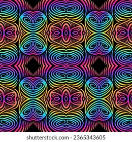 Seamless line art pattern of indonesian culture traditional tenun batik ethnic dayak borneo 
