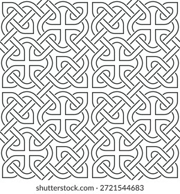 Seamless Line Art Pattern of Intertwined Celtic knots, Anglo-Saxon rope knots, and Norse knotwork.