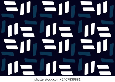 Seamless line background stylish all over twist shape pattern abstract minimalist fabric print classy colorful ornament grid graphic style. Casual repeat textile design, white, shades of blue colors.