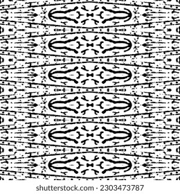 Seamless Line Batik. Simple Geometric Pattern. Black Color Native Wavy Batik. Ethnic Dark Scribble Vector. Ethnic Native Dark Pattern. Black Colour Ink Doodle Pattern. Seamless Ink Scribble Vector