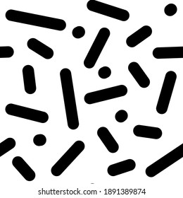 Seamless line doodle memphis pattern Fashion 80-90s. Black and white texture Vector illustration line art. Vintage geometric print illustration element