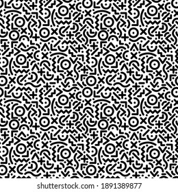 Seamless line doodle memphis pattern Fashion 80-90s. Black and white texture Vector illustration line art. Vintage geometric print illustration element
