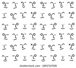 Nahtlose Linie doodle Memphis Muster emoticon Symbole emotionale Intelligenz. Vektorgrafik-Linie