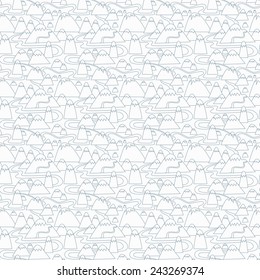 Seamless line drawing pattern of mountains.