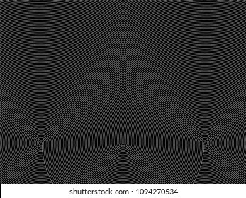 Seamless line finger print pattern arc vector. Design circle thin line white on black background. Design print for textile, fabric, wallpaper, background. Set 1