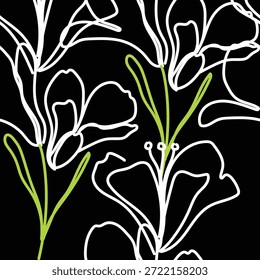 Flor de línea sin costuras, como impresión de tela. Traje para el diseño del paquete, Fondo de pantalla, impresión de la moda, Fondo de pantalla de la vivienda, arty-crafty. 