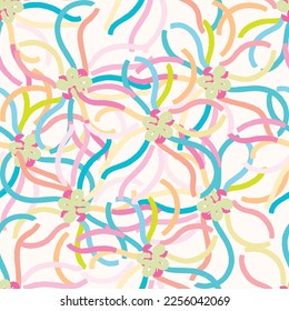 Seamless line flower of ornamental design. Suit for wallpaper, colourful background, fabric print.