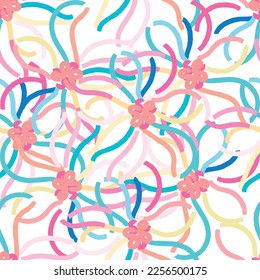 Seamless line flower of ornamental design. Suit for wallpaper, colourful background, fabric print.