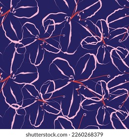 Seamless line flower of ornamental design. Suit for wallpaper, colourful background, fabric print.