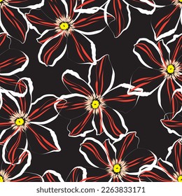 Seamless line flower of ornamental design. Suit for wallpaper, colourful background, fabric print.