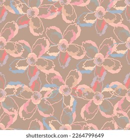 Seamless line flower of ornamental design. Suit for wallpaper, colourful background, fabric print.