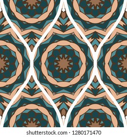 Seamless Line Geometric Floral Pattern. Abstract Geometry Flower. Vector Illustration. Interior Decoration, Wallpaper, Presentation, Fashion Design.