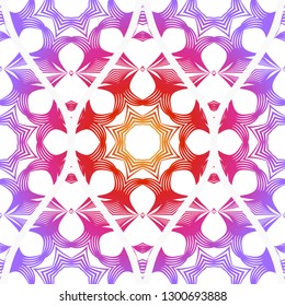 Seamless Line Geometric Floral Pattern. Abstract Geometry Flower. Vector Illustration. Interior Decoration, Wallpaper, Presentation, Fashion Design. Purple gradient color.