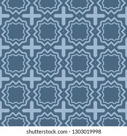 Seamless Line Geometric Pattern. Abstract Geometry Flower. Vector Illustration. Interior Decoration, Wallpaper, Presentation, Fashion Design . Pastel Blue Color.