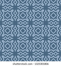 Seamless Line Geometric Pattern. Abstract Geometry Flower. Vector Illustration. Interior Decoration, Wallpaper, Presentation, Fashion Design . Pastel Blue Color.