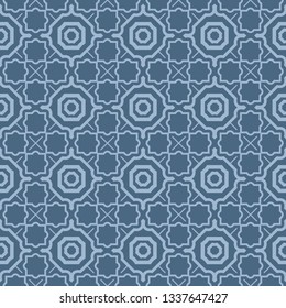Seamless Line Geometric Pattern. Abstract Geometry Flower. Vector Illustration. Interior Decoration, Wallpaper, Presentation, Fashion Design . Pastel Blue Color.