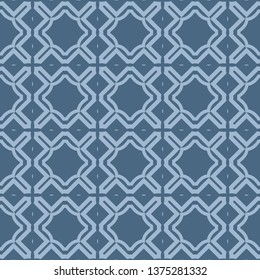 Seamless Line Geometric Pattern. Abstract Geometry Flower. Vector Illustration. Interior Decoration, Wallpaper, Presentation, Fashion Design . Pastel Blue Color.