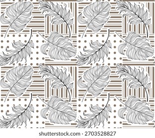 Nahtlose Linie verlässt Muster. Handzeichnung doodle floral pattern