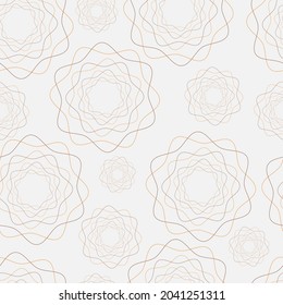 Seamless line orange flower pattern. Vector line background