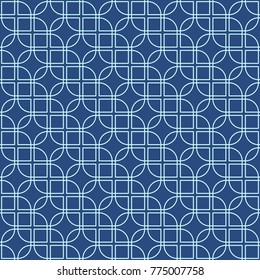 Seamless line pattern, abstract geometric background in navy blue and turquoise colors. Vector illustration.