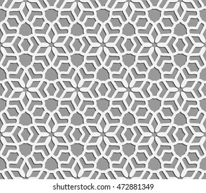 Seamless line pattern in arabian style. Contemporary graphic design. Endless hexagon texture for wallpaper, pattern fills, web page background. Monochrome geometric ornament. Tribal ethnic pattern