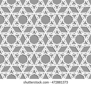 Seamless line pattern in arabian style. Contemporary graphic design. Endless hexagon texture for wallpaper, pattern fills, web page background. Monochrome geometric ornament. Tribal ethnic pattern
