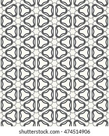 Seamless line pattern in arabian style. Contemporary graphic design. Endless hexagon texture for wallpaper, pattern fills, web page background. Monochrome geometric ornament. Tribal ethnic pattern