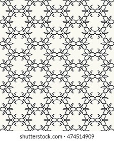 Seamless line pattern in arabian style. Contemporary graphic design. Endless hexagon texture for wallpaper, pattern fills, web page background. Monochrome geometric ornament. Tribal ethnic pattern