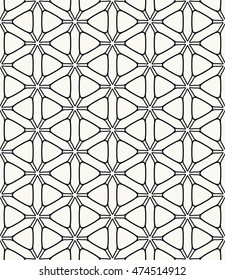 Seamless line pattern in arabian style. Contemporary graphic design. Endless hexagon texture for wallpaper, pattern fills, web page background. Monochrome geometric ornament. Tribal ethnic pattern