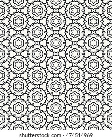 Seamless line pattern in arabian style. Contemporary graphic design. Endless hexagon texture for wallpaper, pattern fills, web page background. Monochrome geometric ornament. Tribal ethnic pattern