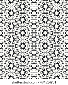 Seamless line pattern in arabian style. Contemporary graphic design. Endless hexagon texture for wallpaper, pattern fills, web page background. Monochrome geometric ornament. Tribal ethnic pattern