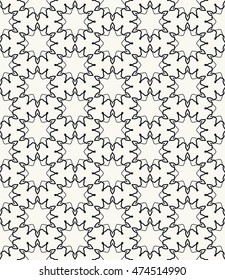 Seamless line pattern in arabian style. Contemporary graphic design. Endless hexagon texture for wallpaper, pattern fills, web page background. Monochrome geometric ornament. Tribal ethnic pattern